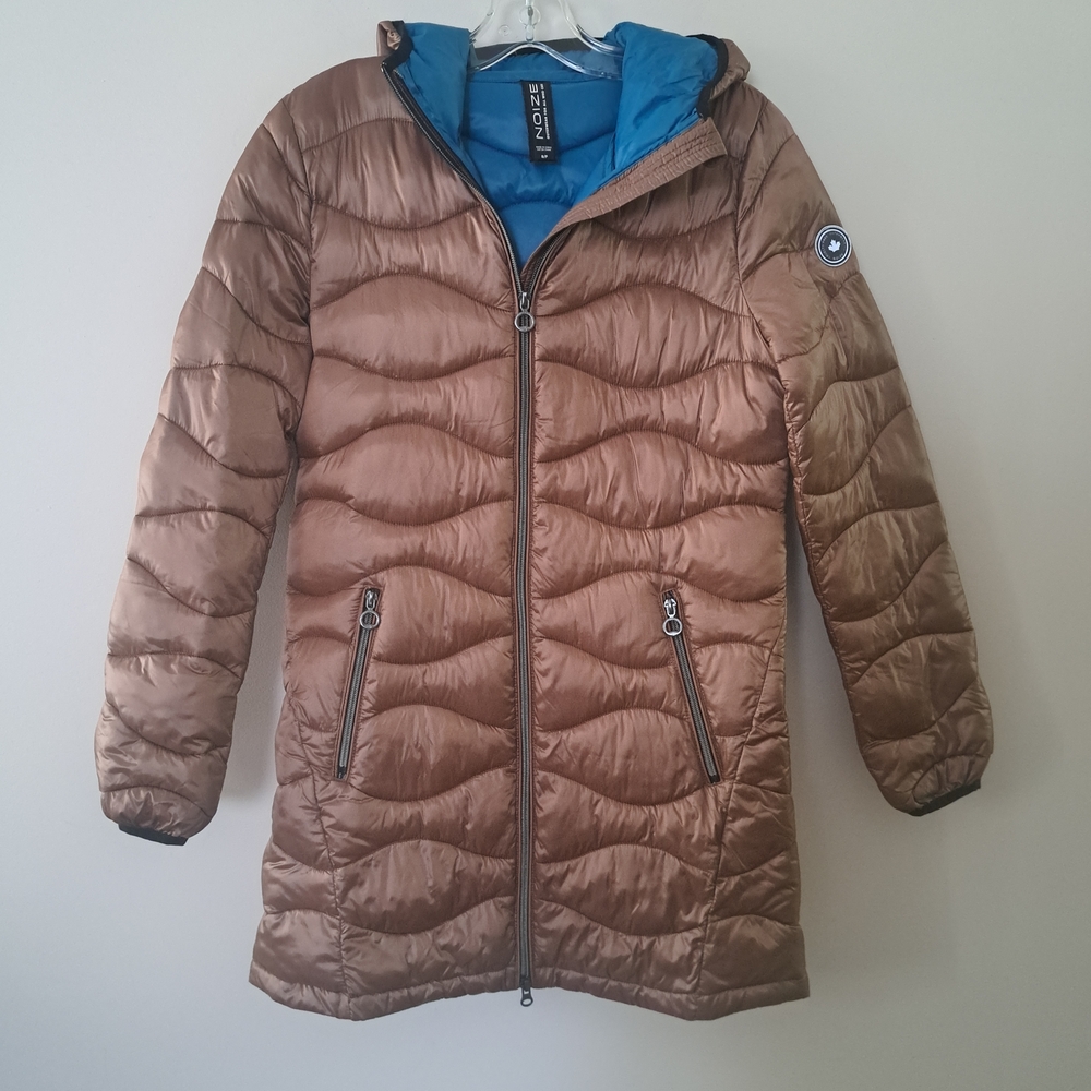 Noize Tan Puffer Jacket with Blue Lining